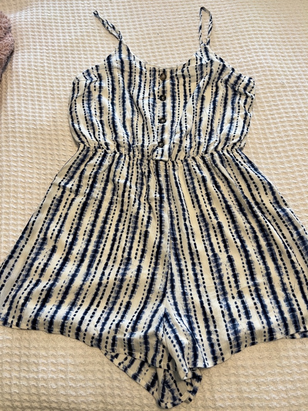 Striped Blue and White One-Piece Romper